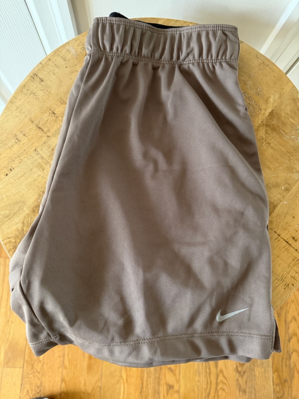 Nike Women’s  Taupe Athletic Shorts with Silver Swoosh